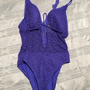 Size 12 bleu Rod Beattie swim suit. EUC